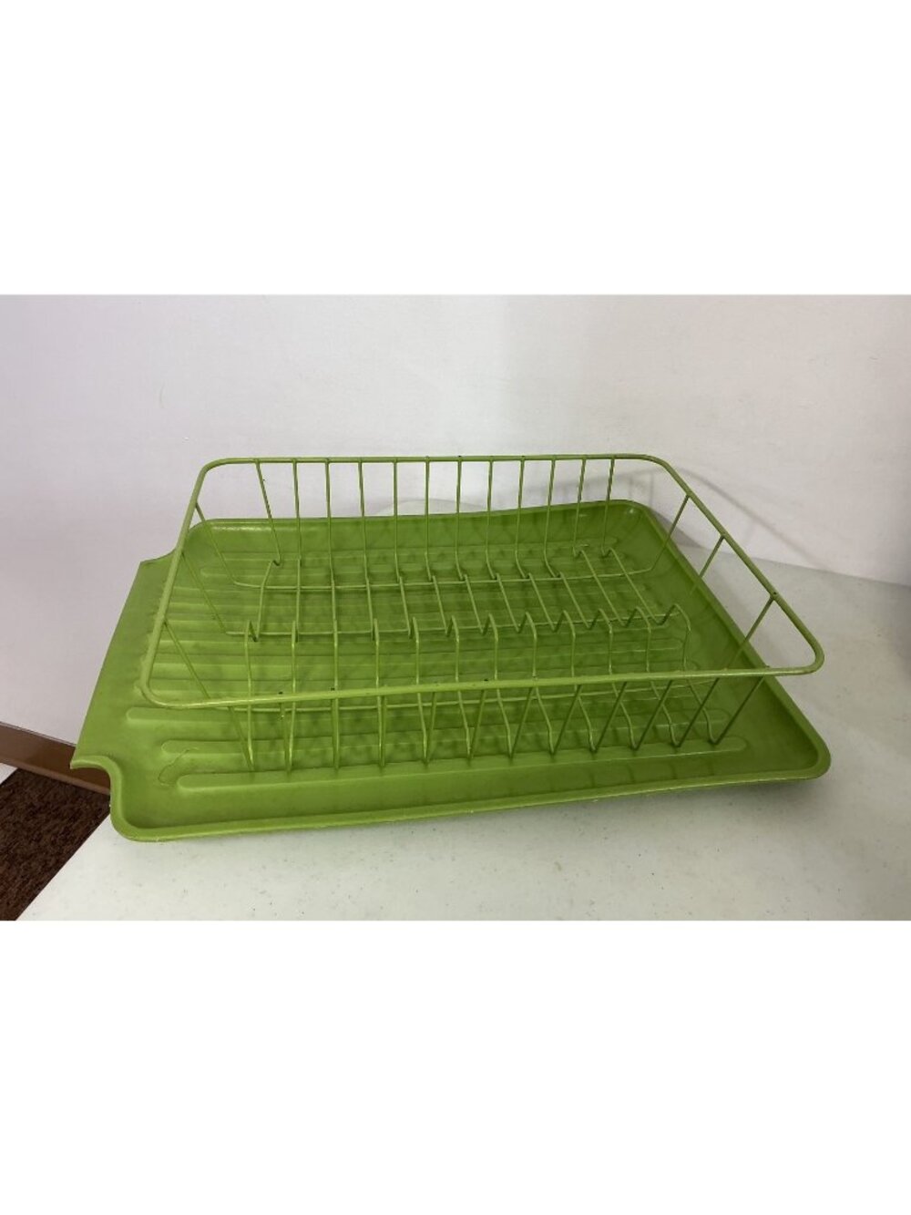 Vintage Mid Century Green Wire Dish Rack Set